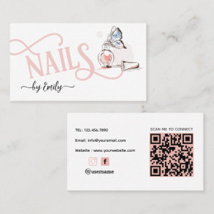 Nail Salon Butterfly Polish Manicurist  Business Card