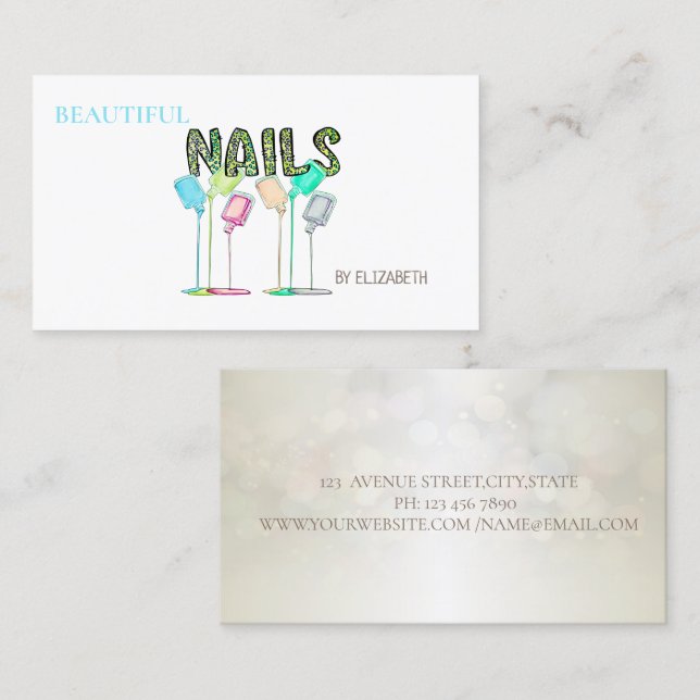 Nail Salon Cool Nail Polish Business Card (Front/Back)