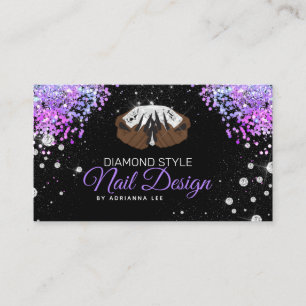 Nail Salon Diamond Purple Glitter Manicurist Shop Business Card