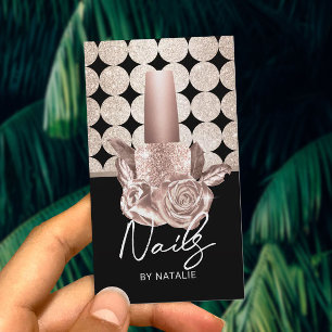 Nail Salon Geometric Gold Polish Flower Manicure Business Card