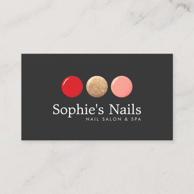 Nail Salon Glitter Polish Drop Logo Manicurist Business Card (Front)