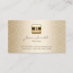 Nail Salon Gold Monogram Geometric Makeup Business Card