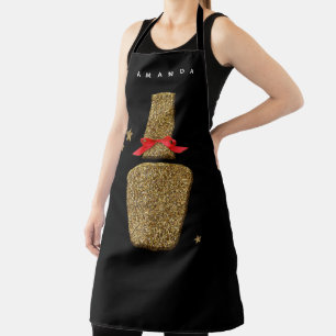 Nail SALON - Golden glitter nail polish black Apron