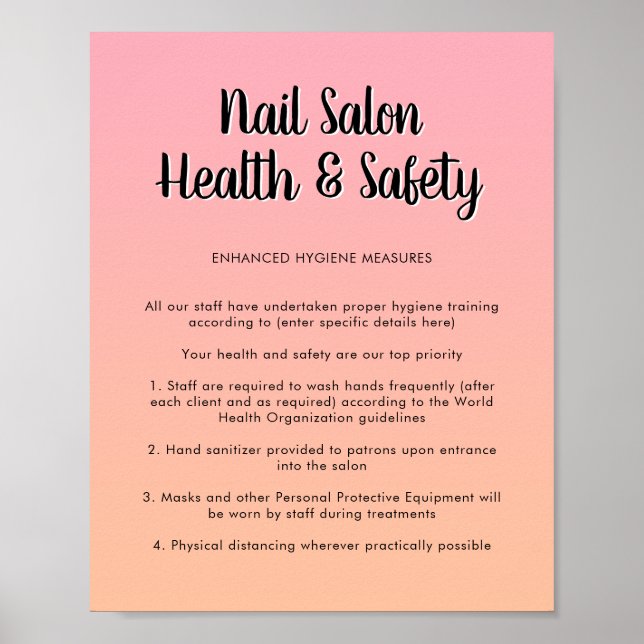 Nail Salon Health Pink Pastel Color Covid Safety Poster (Front)