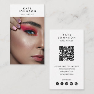 Nail Salon Makeup Artist Photo QR Code Business Card