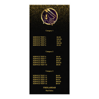 Nail Salon Manicurist Modern Black Gold Glitter Rack Card