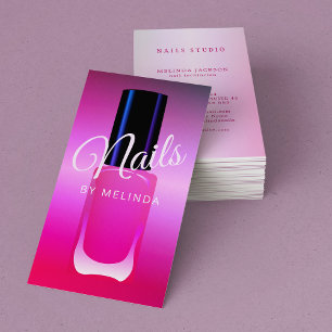 Nail salon manicurist modern polish pink elegant business card