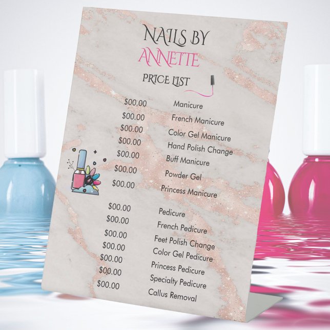 Nail Salon Manicurist Rose Gold QR Price List  Pedestal Sign (Creator Uploaded)