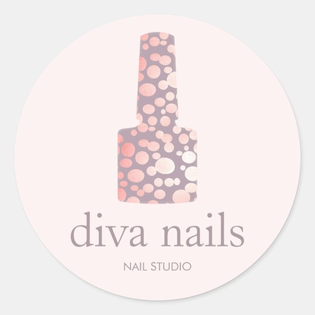Nail Salon, Mauve Pink Manicurist Polish Bottle Classic Round Sticker (Front)