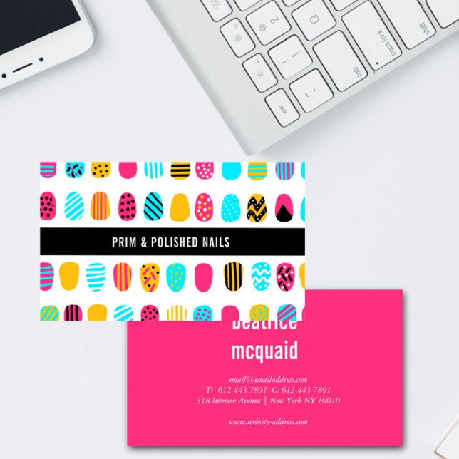 Nail Salon  Modern Girly Pink  Business Card (Creator Uploaded)