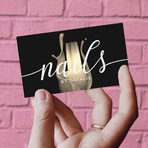 Nail Salon Modern Gold Polish Bottle Manicurist Business Card