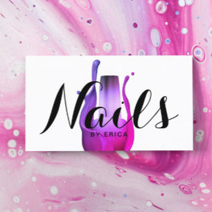 Nail Salon Modern Purple Polish Bottle Manicurist Business Card