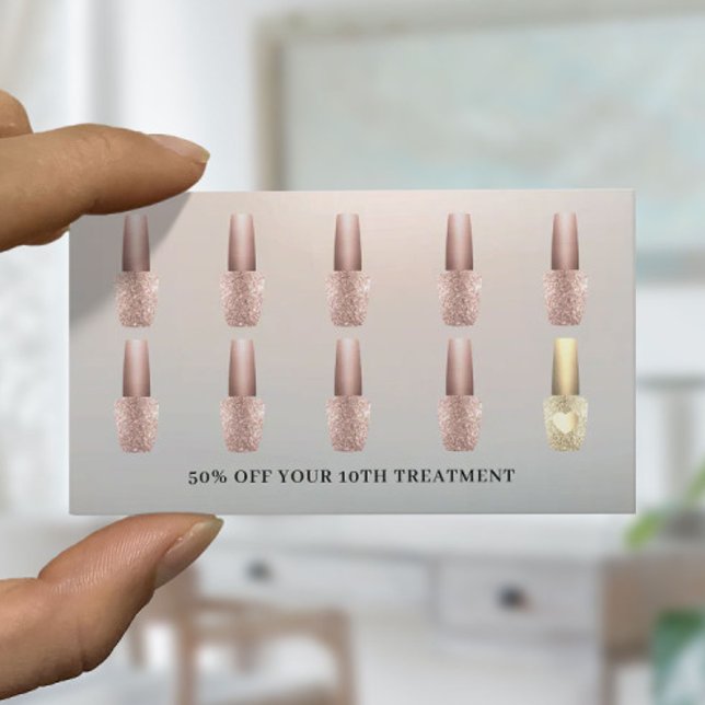 Nail Salon Modern Silver Polish Manicurist Loyalty Card (Creator Uploaded)