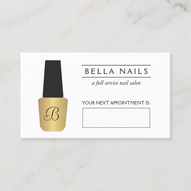 Nail Salon Monogram Faux Gold Polish Appointment (Front)