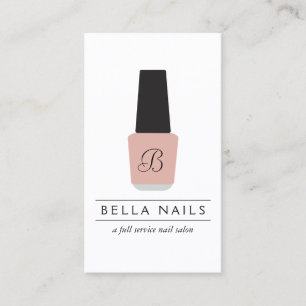 Nail Salon Monogram on Blush Pink Nail Polish Business Card