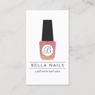 Nail Salon Monogram on Bronze Glitter Nail Polish Business Card