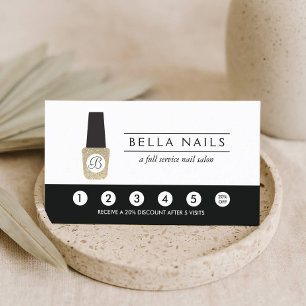 Nail Salon Monogram on Gold Glitter - Loyalty Card