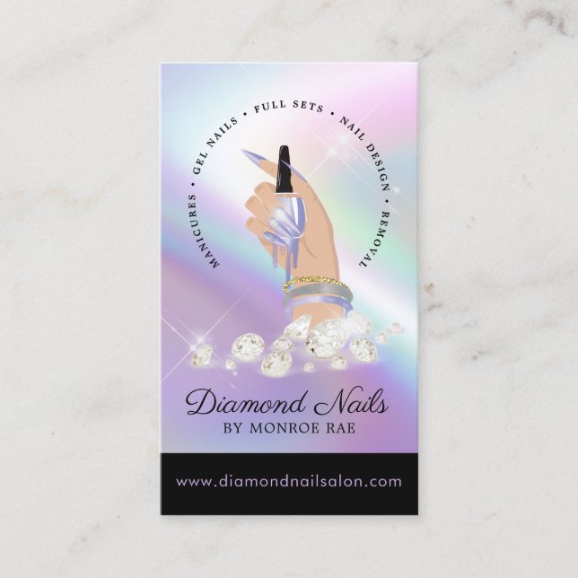 Nail Salon Nail Tech Diamond Nails Art Manicurist  Business Card (Front)