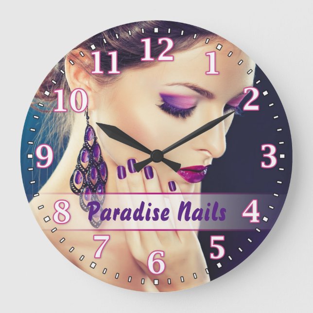Nail Salon Personalizable Wall Clock (Front)