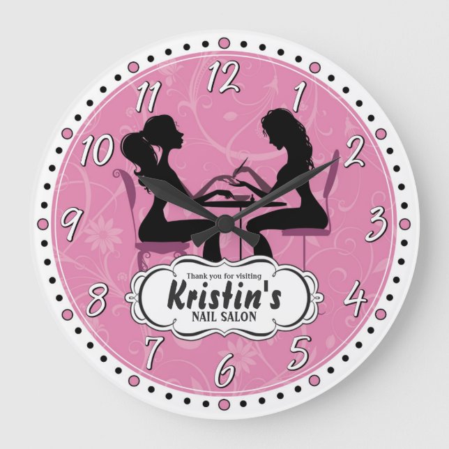 Nail Salon Personalizable Wall Clock (Front)