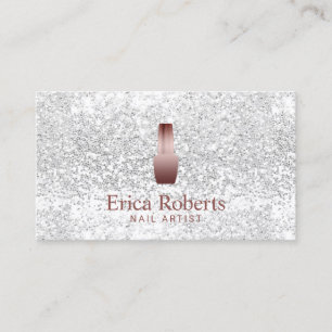 Nail Salon Polish Bottle Modern Silver Sequins Business Card