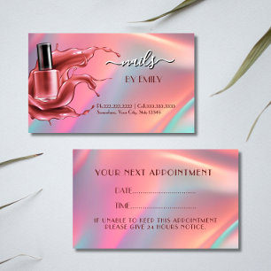 Nail Salon Polish Bottle Splash Pastel  Appointment Card