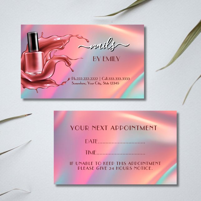 Nail Salon Polish Bottle Splash Pastel  Appointment Card (Creator Uploaded)