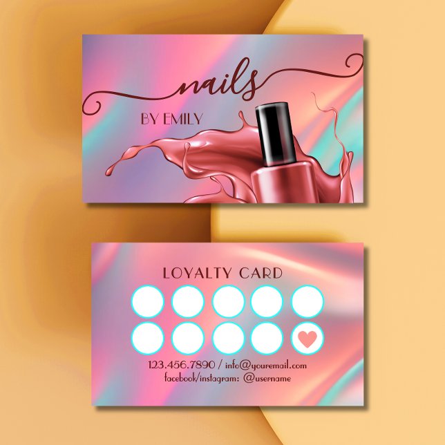 Nail Salon Polish Bottle Splash Pastel  Loyalty Card (Creator Uploaded)