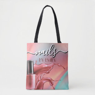 Nail Salon Polish Bottle Splash Pastel Tote Bag