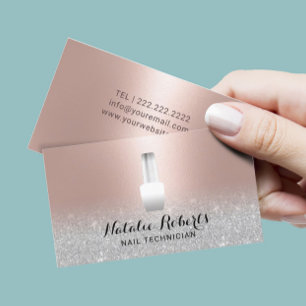 Nail Salon Polish Manicurist Blush Rose Gold Business Card