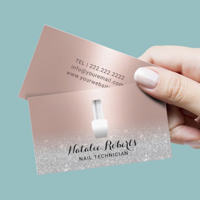 Nail Salon Polish Manicurist Blush Rose Gold Business Card (Creator Uploaded)