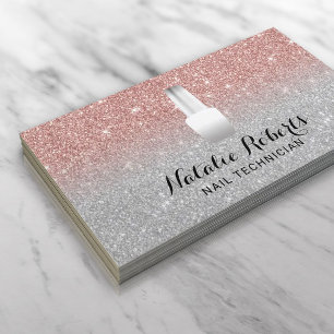 Nail Salon Polish Manicurist Rose Gold Silver Business Card