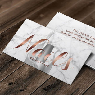 Nail Salon Polish Manicurist Rose Gold Typography Business Card