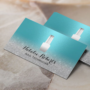 Nail Salon Polish Manicurist Turquoise & Silver Business Card