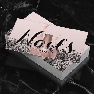 Nail Salon Polish Manicurist Vintage Floral Pink Business Card