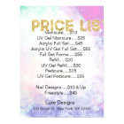 Nail Salon Price List Watercolor, Gold Glitter
