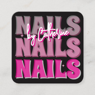 Nail Salon  Qr Code Bold Pink Retro Business card