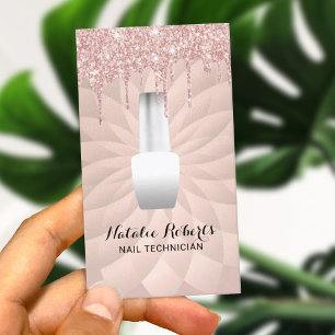 Nail Salon Rose Gold Drips Geometric Manicurist Business Card