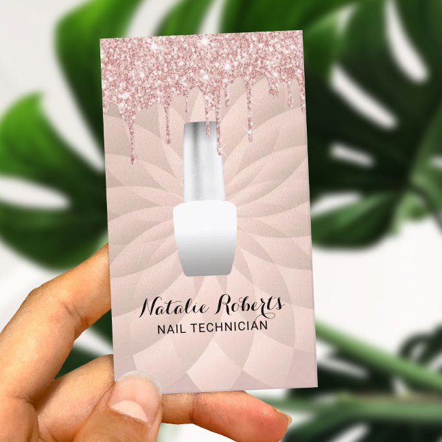 Nail Salon Rose Gold Drips Geometric Manicurist  Business Card (Creator Uploaded)