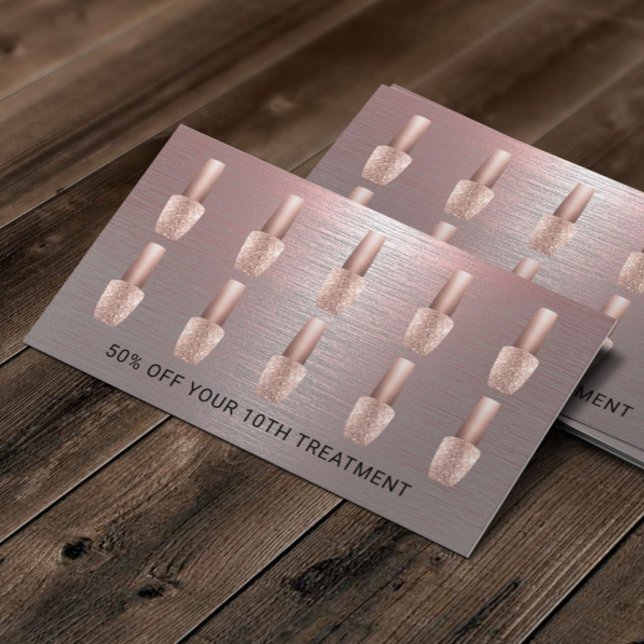 Nail Salon Rose Gold Metal Polish Manicurist Loyalty Card (Creator Uploaded)
