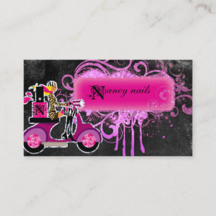 Nail Salon Scooter Girl Glitter Polish Swirls Business Card