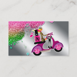 Nail Salon Scooter Girl Glitter Polish Swirls Business Card
