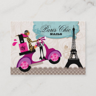 Nail Salon Scooter Paris Eiffel Tower Business Card