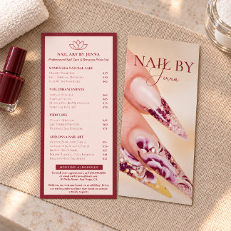 Nail Salon Service Menu Blush Burgundy Elegance