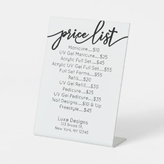 Nail Salon Supplies Glitter Drips Price List Menu Pedestal Sign