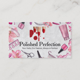 Nail Salon Tools   Red Nail Polish  Business Card