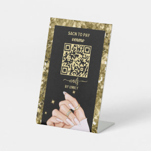 Nail Salon Venmo QR Code Payment   Scan to Pay  Pedestal Sign