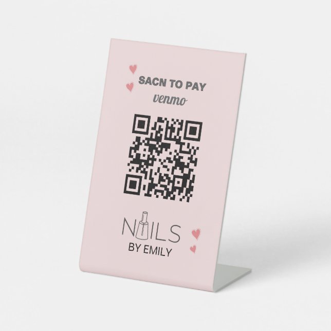 Nail Salon Venmo QR Code Payment | Scan to Pay  Pedestal Sign (Front)