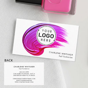 Nail Salon Your Logo Pink Polish Business Card