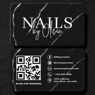 Nail Specialist Artist Black QR Code Business Card